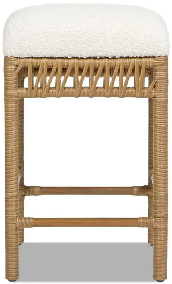 Lucia - Backless Upholstered Counter Stool With Frame - Ivory White