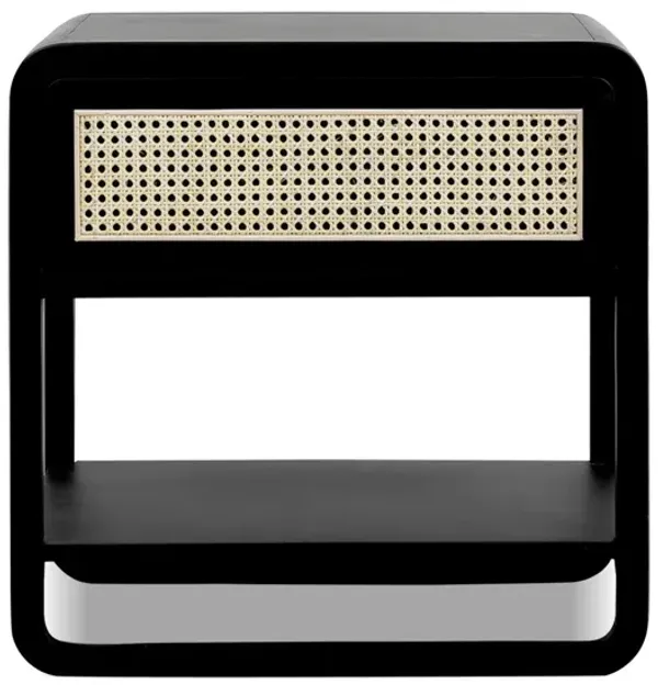 Inglot - Modern Webbed Storage Side Table - Black Oak