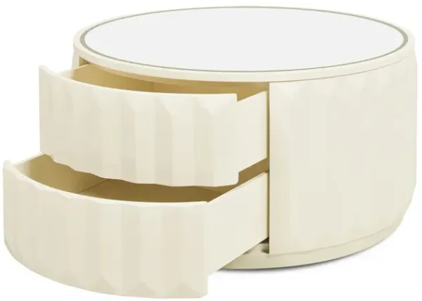 Facino - Round Storage Coffee Table - White Birch