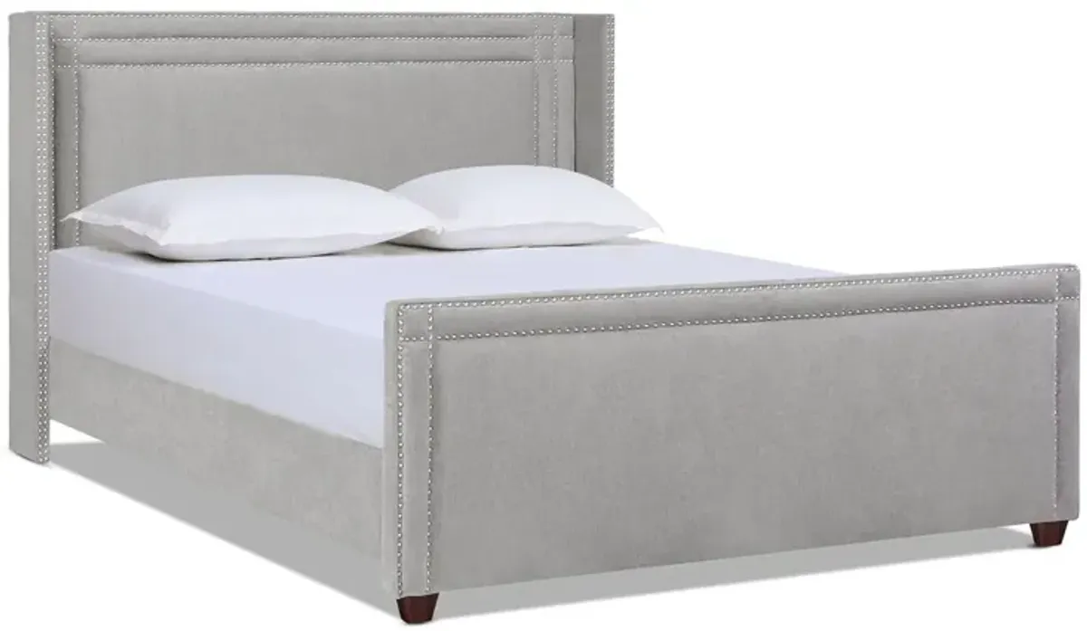 Elle - Wingback Upholstered King Bed - Silver Gray