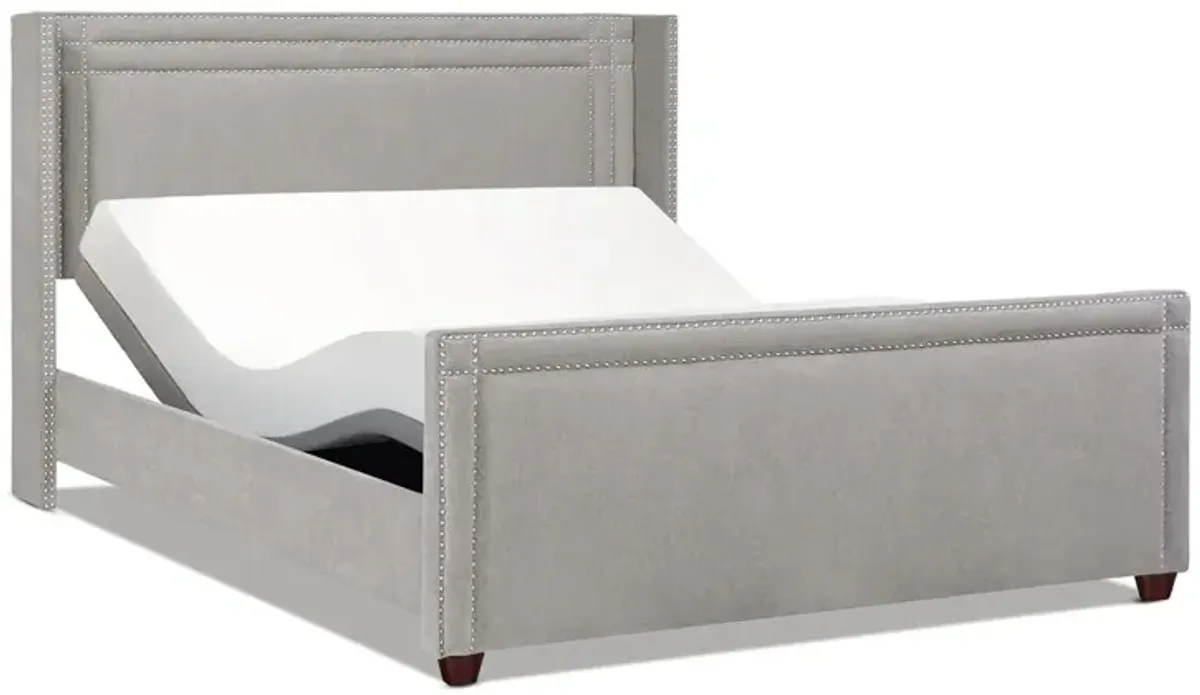 Elle - Wingback Upholstered King Bed - Silver Gray