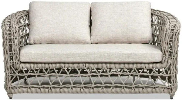 Everly - Frame Barrel Deep Seating Patio Loveseat Sofa Axroma Olefin - Oat Beige