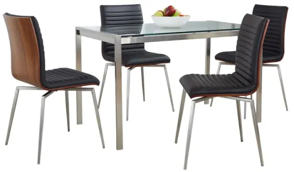 Fuji Mason - Swivel Contemporary Dining Set Dining Set, Glass, 5 Piece