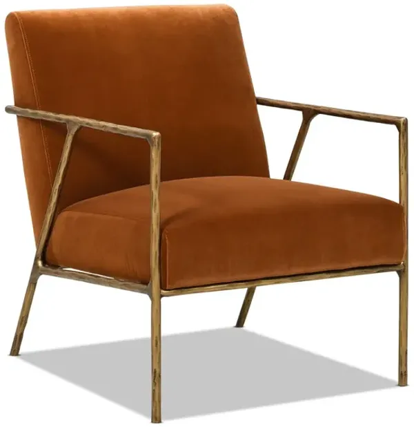 Aerin - Hammered Brass Upholstered Accent Arm Chair