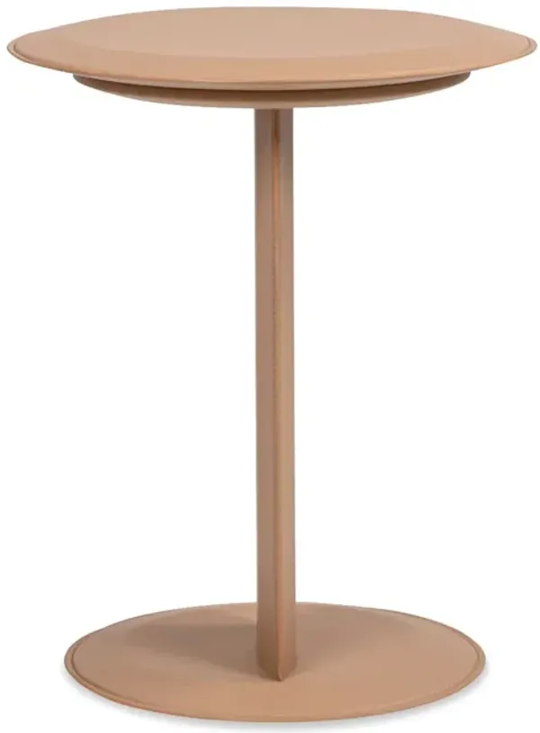 Mode - Leatherette Round C-Shaped Sofa Side Table - Saddle Brown