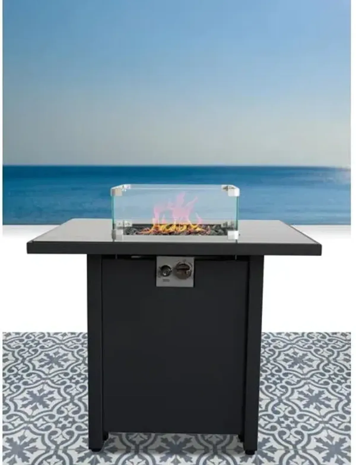 Powdercoated Fire Pit With Top - Black