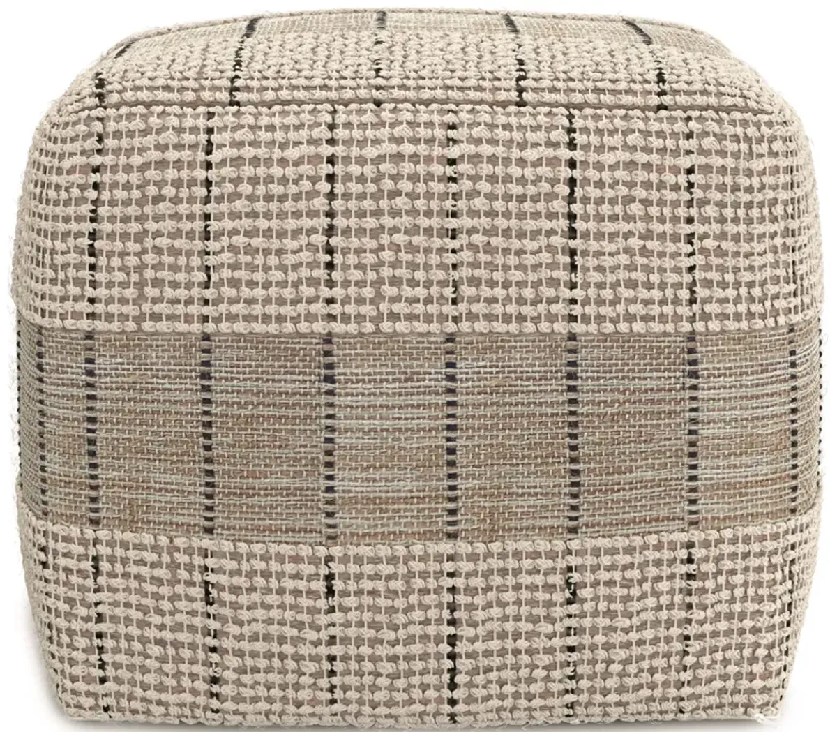 Elmer - Square Woven Pouf - Natural / Gray