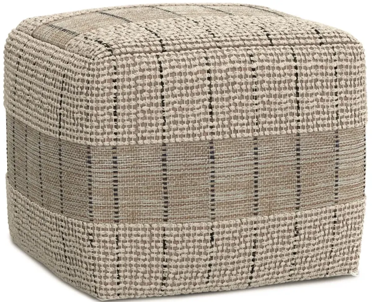 Elmer - Square Woven Pouf - Natural / Gray