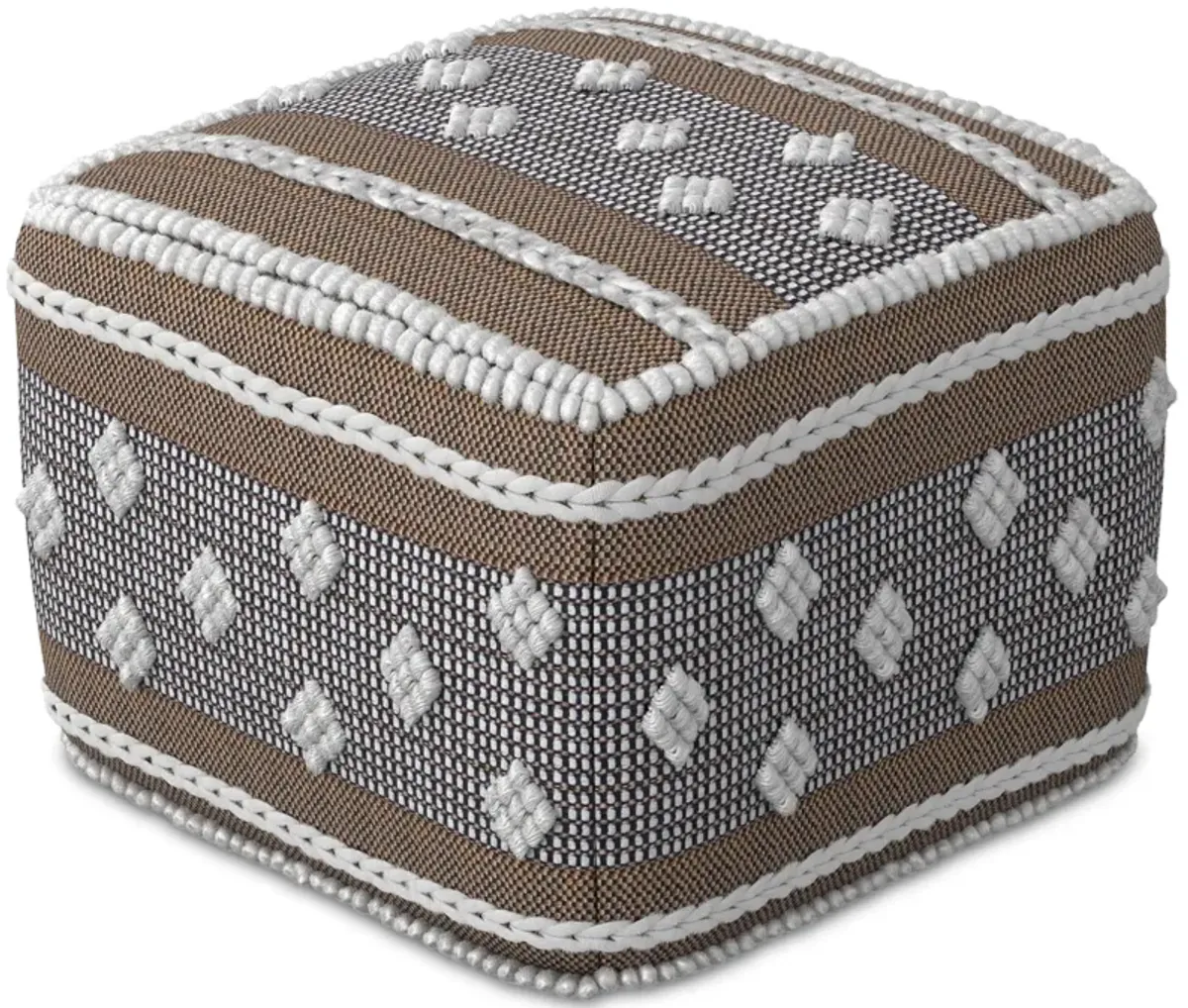 Mapleton - Outdoor / Indoor Pouf - Beige Gray / White