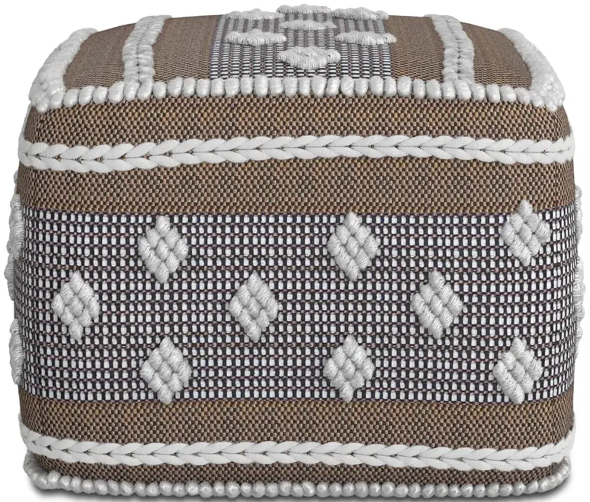 Mapleton - Outdoor / Indoor Pouf - Beige Gray / White