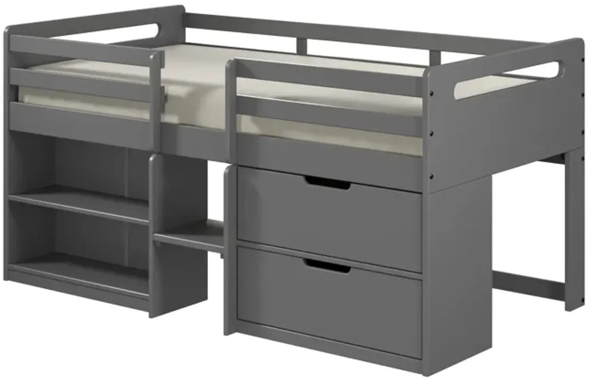 Fabiana - Twin Loft Bed With Storage - Gray