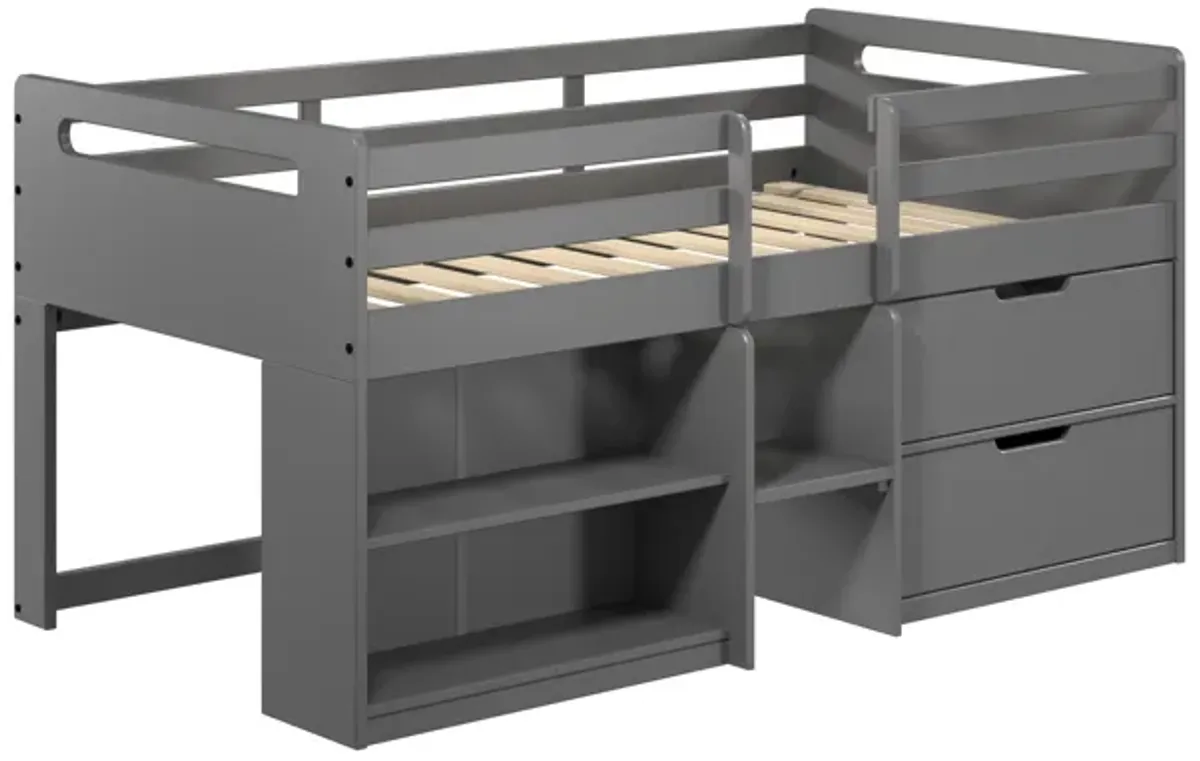 Fabiana - Twin Loft Bed With Storage - Gray