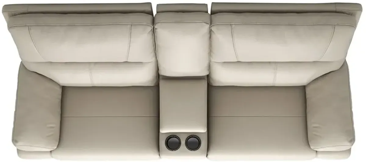 Malibu - Modern Power Motion 3 Piece Reclining Loveseat Sofa With Cup Holders - Cream Taupe Beige