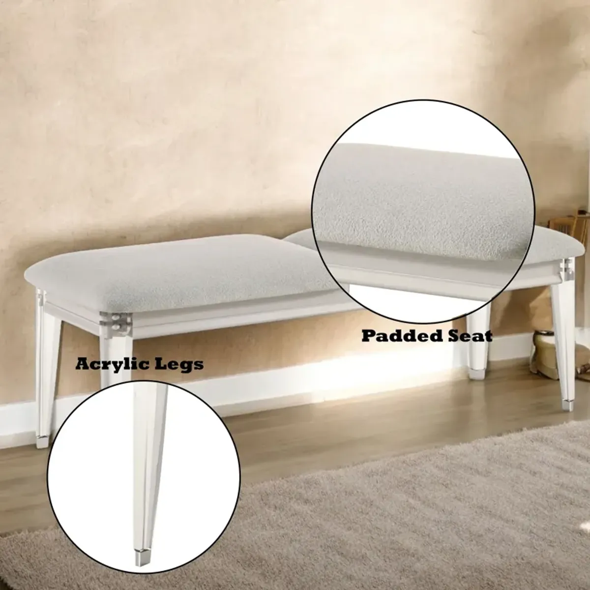 Laveda - Boucle Bench - Light Gray / White