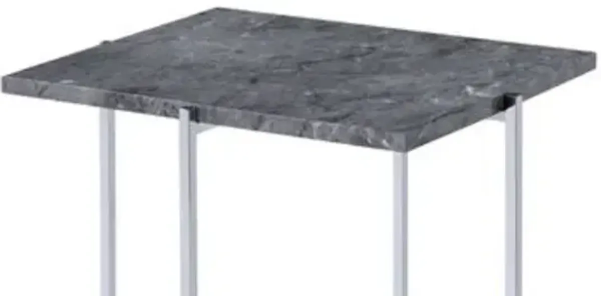 Adelae - End Table - Gray / Chrome