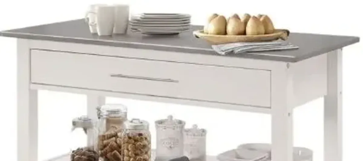 Ottawa - Kitchen Cart - Stainless / White