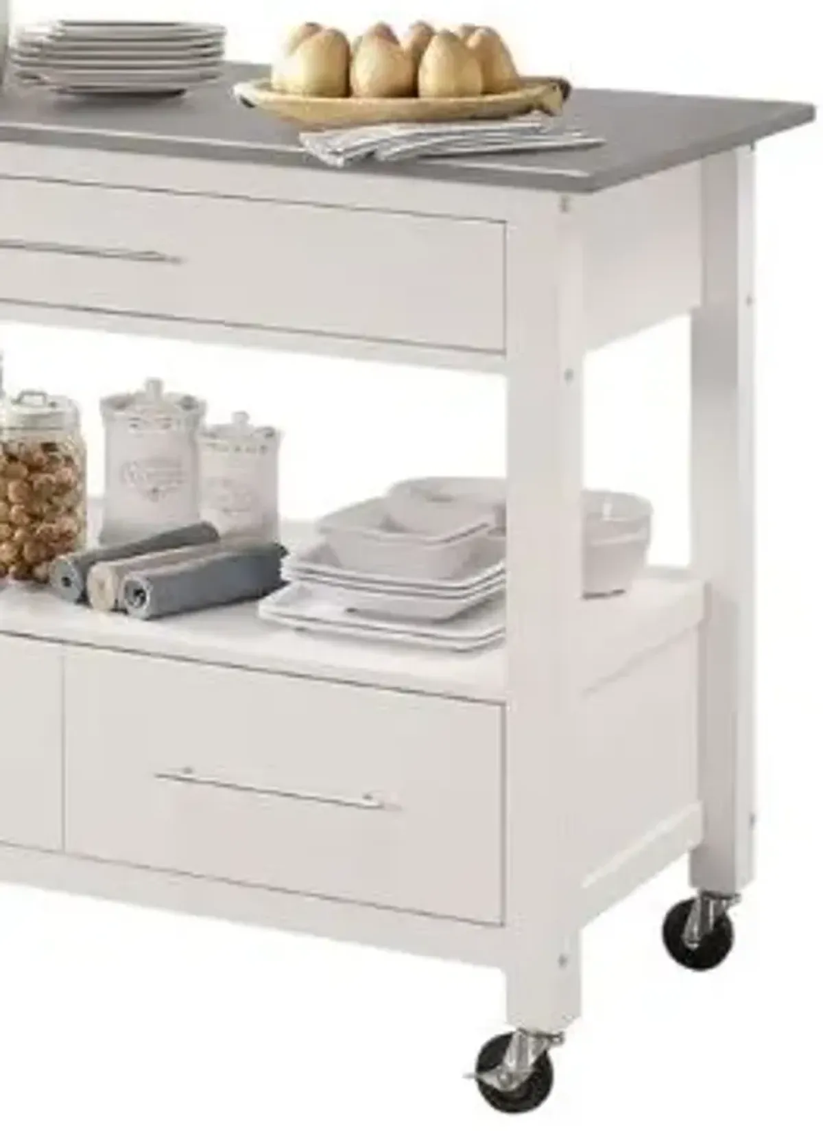 Ottawa - Kitchen Cart - Stainless / White