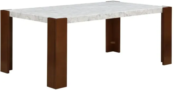 Hettie - Dining Table With Engineered Stone Top - Brown