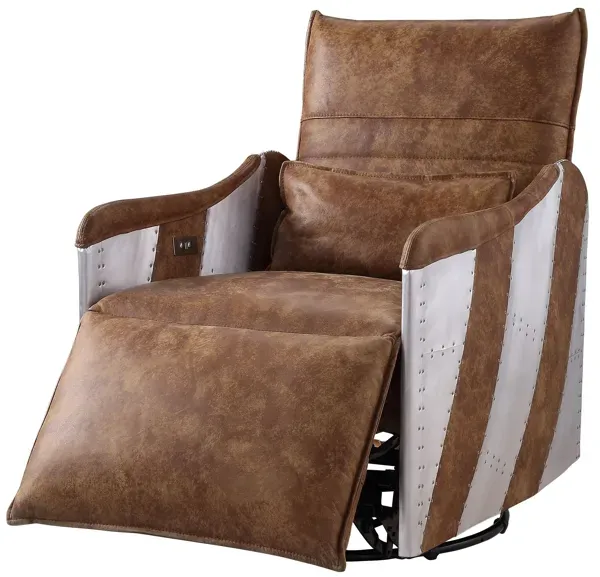 Qalurne - Power Motion Recliner With Swivel - Two Tone Mocha