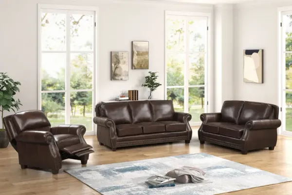3 Piece Top Grain Leather Living Room Set