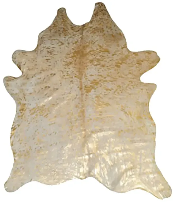 6' x 7' Genuine Cowhide Area Rug - Natural And Gold
