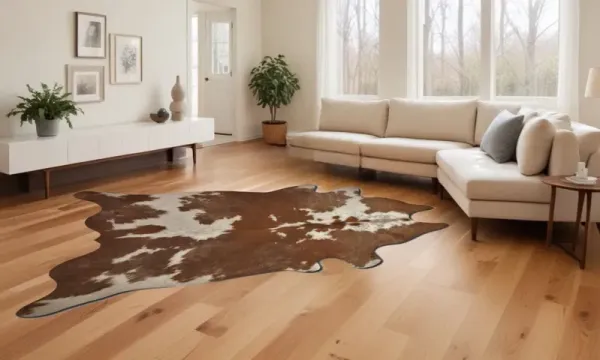 6' x 7' Genuine Cowhide Area Rug - Brown And White