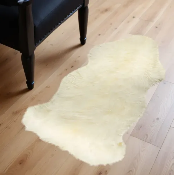 2' x 3' New Zealand Sheepskin Wool Area Rug - White Natural
