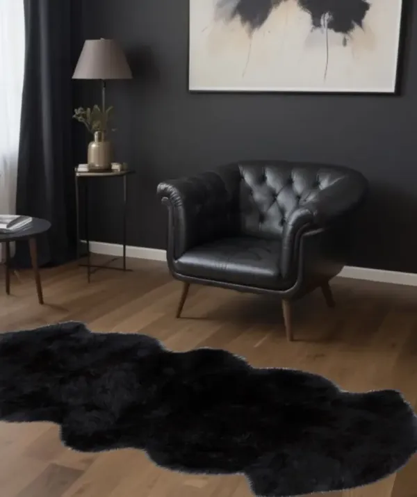 6' x 2' Animal Print Area Rug - Black