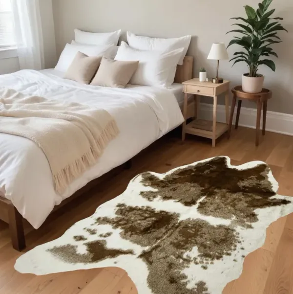 Animal Print Area Rug - Brown And White