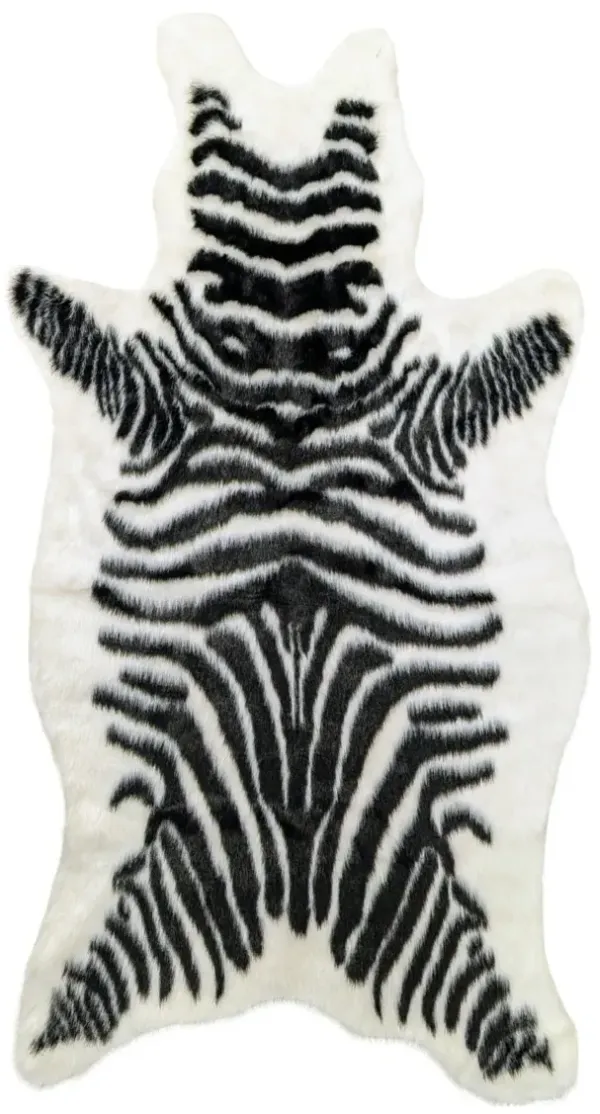 2' x 3' Zebra Print Area Rug - Black And White