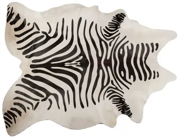 6' x 7' Natural Cowhide Area Rug - Zebra Stripe Black And White