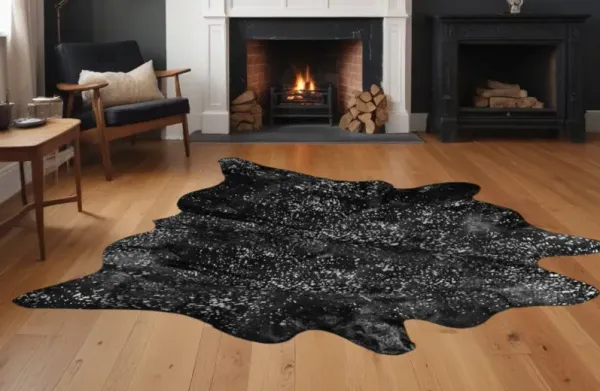 Cowhide Animal Print Area Rug - Black And Silver