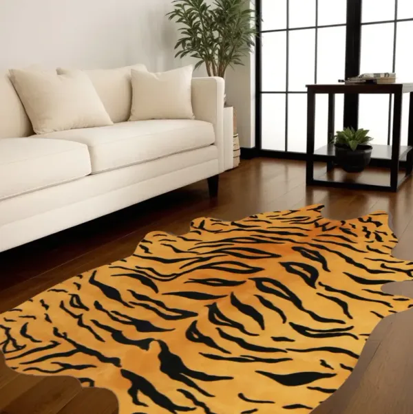 72" x 84" Cowhide - Rug - Tiger Chocolate On Natural