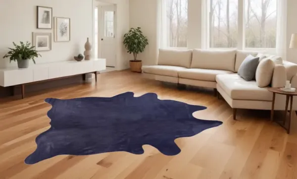 6' x 7' Cowhide Cowhide Area Rug - Navy Blue