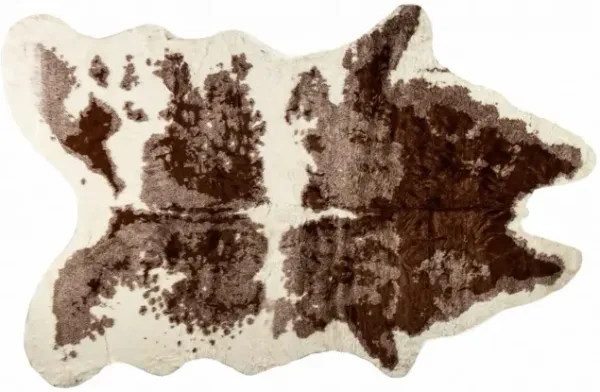 5' x 8' Faux Cowhide Area Rug - Brown And White