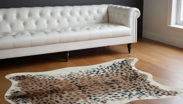 63" x 90" Leopard Faux Hide Area Rug - Light Brown Black