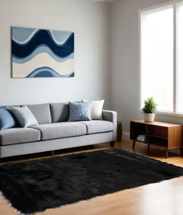 60" x 96" Sheepskin Rug Or Throw - Black