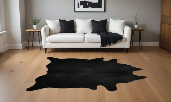 60" x 84" Cowhide - Area Rug - Black
