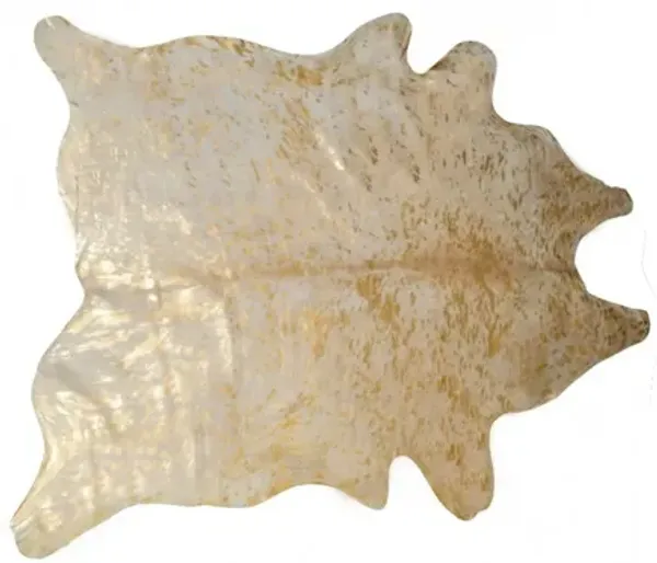 60" x 84" Cowhide - Area Rug - Natural And Gold