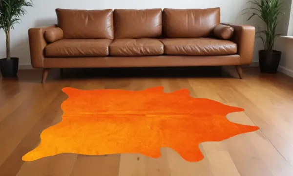 60" x 84" Cowhide Area Rug - Orange