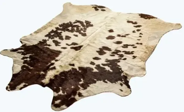 6' x 7' Cowhide Handmade Area Rug - Brown And White