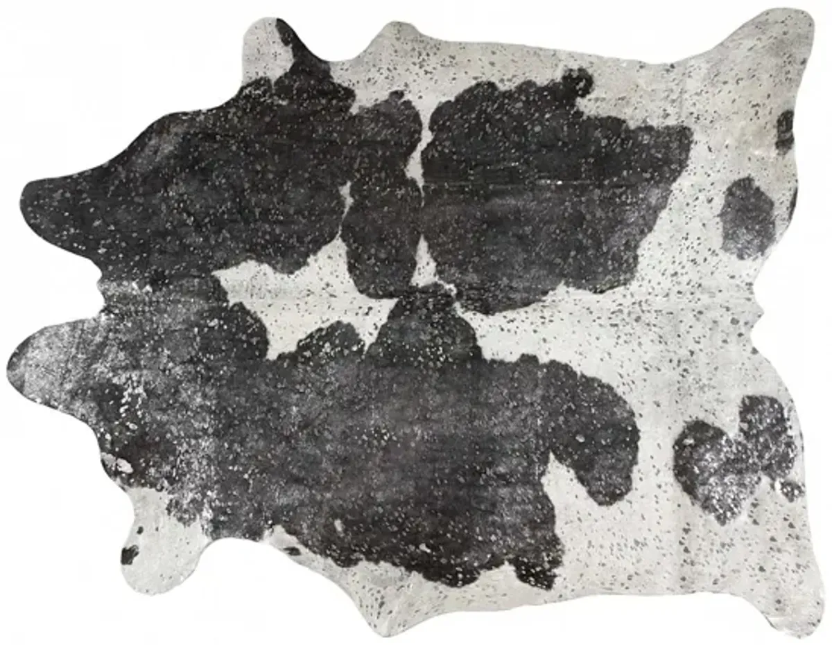 72" x 84" Cowhide Rug - Silver Black & White