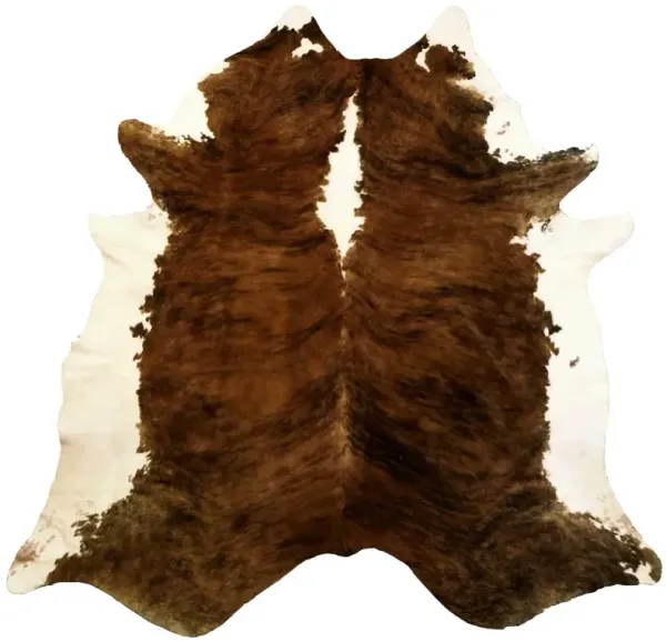 6' Classic Brindled Cowhide Rug - Dark Brown White