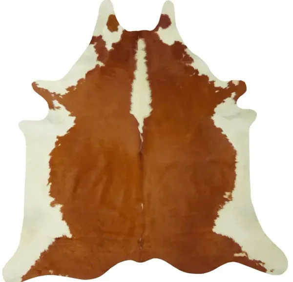 6' Hereford Brindled Cowhide Rug - Light Brown White