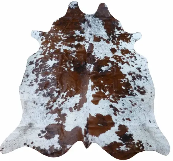 6.5' Brindled Cowhide Rug - Brown And White