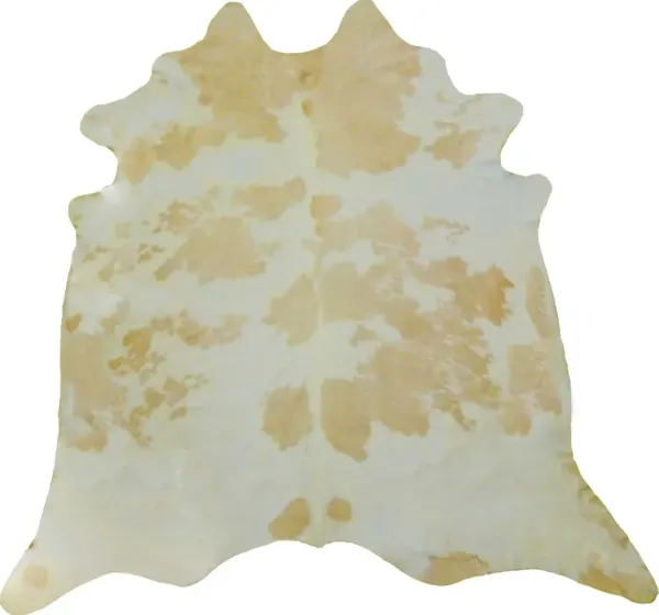 6.5' Brazilian Natural Cowhide Area Rug - White And Tan
