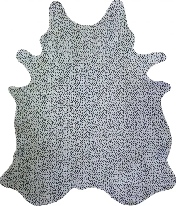 6' Cheetah Stenciled Cowhide Rug - Black And White