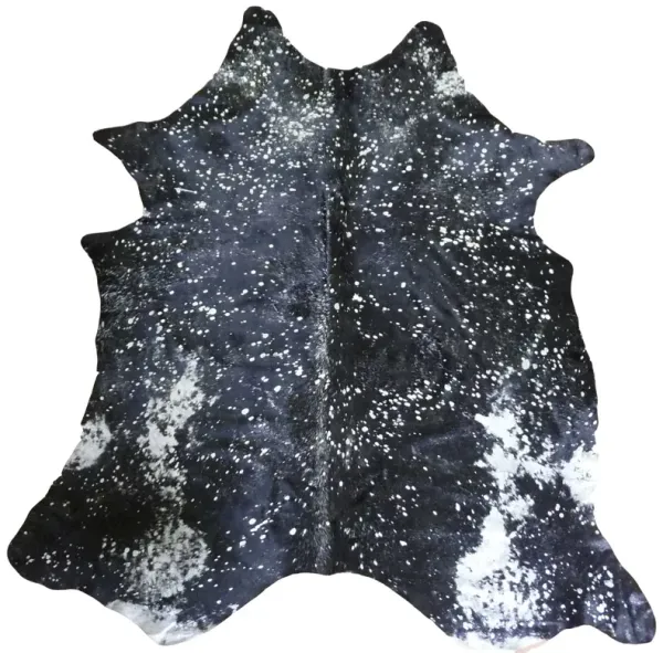 6' Devore On Black Stenciled Cowhide Rug - Silver