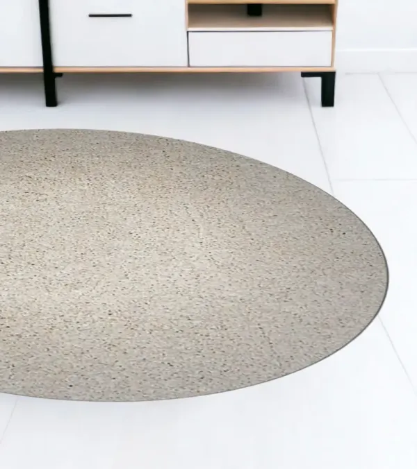 8' Round Polyester Area Rug - Ivory