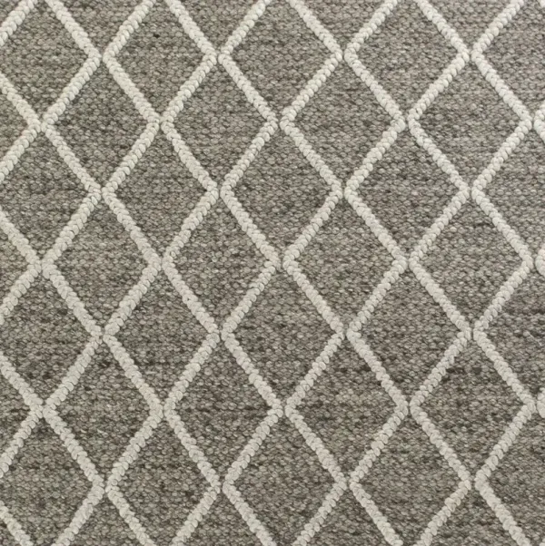 5' x 7' Wool Diamond Hand Woven Berber Area Rug - Dark Gray And Ivory